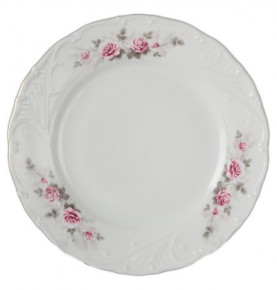 Набор тарелок 25 см 6 шт  Bohemia Porcelan Moritz Zdekauer 1810 s.r.o. "Лиана /Серая роза /отводка золото" / 050985