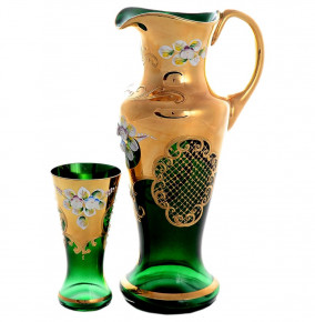 Набор для воды 7 предметов (кувшин 2 л + 6 стаканов)  Bohemia "Иксовка /Лепка зелёная" E-V / 133896