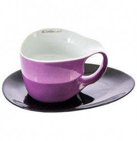 Чайная пара 450 мл  Weimar Porzellan "Colani" фиолетовая с чёрным  / 064740