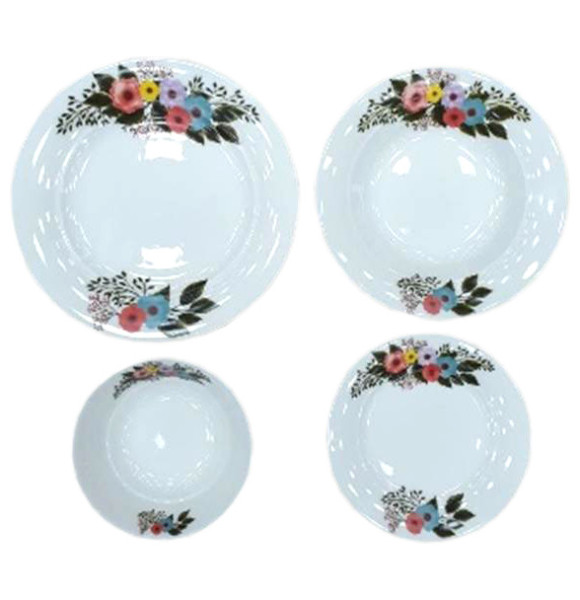Набор тарелок 24 предмета на:6 персон белый  O.M.S. Collection &quot;TULU / Букет цветов&quot; / 296128
