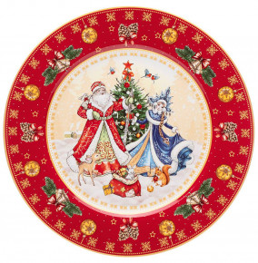 Тарелка 21 см красная  LEFARD "С Новым годом! /Дед Мороз и Снегурочка" / 254416