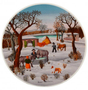 Тарелка декоративная 19 см настенная  Thun "Сельские мотивы /Зима" / 053761