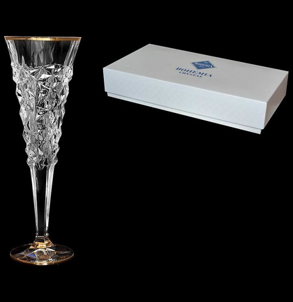 Бокалы для шампанского 200 мл 6 шт  Bohemia Jihlava &quot;Glacier /Отводка золото&quot;  / 163829
