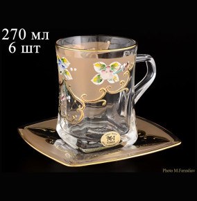 Набор чайных пар 270 мл 6 шт  Bohemia "Лепка золотая" U-R / 059883