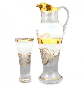 Набор для воды 7 предметов (кувшин + 6 стаканов)  Bohemia "Иксовка /Арабский /золото" / 122523