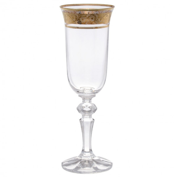 Бокалы для шампанского 150 мл 6 шт  Crystalite Bohemia &quot;Кристина /Цветочный узор на золоте&quot; V-D / 156432