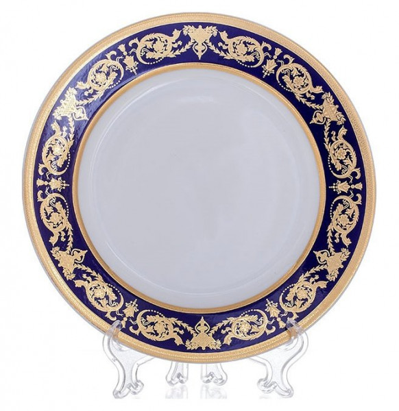 Набор тарелок 21 см 6 шт  Bavarian Porcelain &quot;Александрия /Золотой узор на синем&quot; / 118596