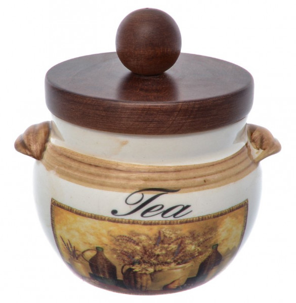 Банка для чая 9 х 9 см с деревянной крышкой  Ceramica Cuore &quot;Натюрморт&quot;  / 226200