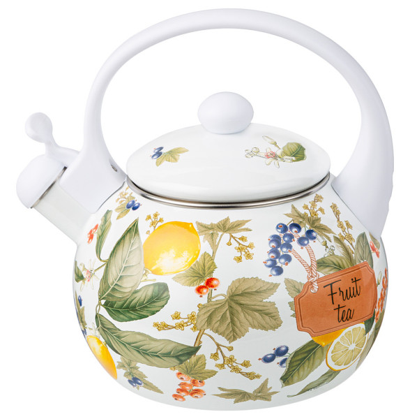 Чайник 2,2 л эмалированный со свистком индукционное дно  Agness &quot;Fruit Basket /Fruut tea&quot; / 313106