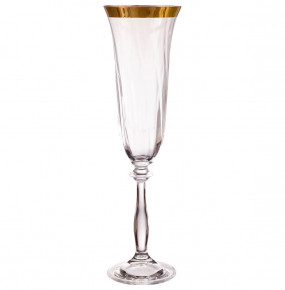 Бокалы для шампанского 190 мл 6 шт  Crystalex CZ s.r.o. "Анжела /Золотая полоса" V-D / 128470