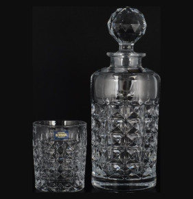 Набор для виски 7 предметов (графин 700 мл + 6 стаканов по 230 мл)  Crystalite Bohemia "Диаманд /Без декора" / 086642