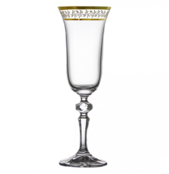 Бокал для шампанского 150 мл 1 шт  Crystalite Bohemia &quot;Лаура /Золотые листики&quot; / 209098
