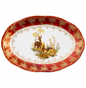 Блюдо 32 см овальное  Royal Czech Porcelain "Фредерика /Охота красная" / 096642