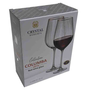 Бокалы для красного вина 650 мл 2 шт  Crystalite Bohemia "Columba /Колумба /Оптика /Отводка золото" / 336710