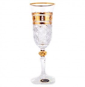 Бокалы для шампанского 150 мл 6 шт  Mclassic "Хрусталь /Золотые окошки 4" / 120218