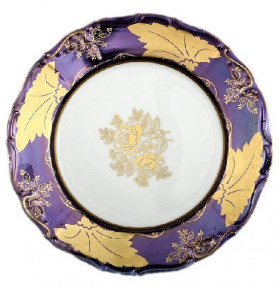 Набор тарелок 19 см 6 шт  МаМ декор "Мария-Луиза /Золотой лист на синем" / 048976