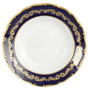 Набор тарелок 23 см 6 шт глубокие  Bohemia Porcelan Moritz Zdekauer 1810 s.r.o. "Анжелика /Золотые вензеля /Кобальт" / 080364
