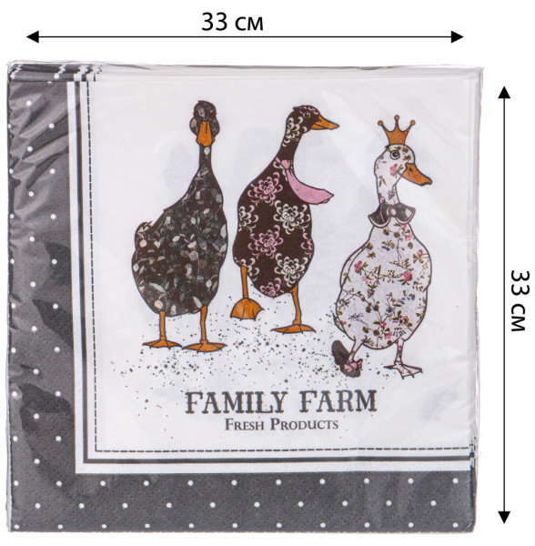 Салфетки бумажные 33 х 33 см 20 шт 3-х слойные  LEFARD &quot;Family farm&quot; / 337301