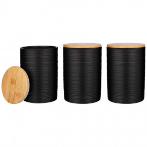 Набор банок для сыпучих продуктов 650 мл 3 шт с бамбуковой крышкой 10 х 10 х 15 см чёрные / 255011