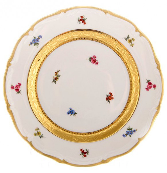 Набор тарелок 24 см 6 шт  Bavarian Porcelain &quot;Мария-Тереза /Мелкие цветы /Золотая лента&quot; / 103880