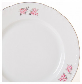 Набор тарелок 17 см 6 шт  Thun "Констанция /Розовые розы /платина" / 051214