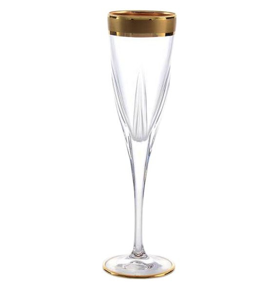 Бокалы для шампанского 170 мл 6 шт  RCR Cristalleria Italiana SpA &quot;Фьюжн /Матовая полоса /золото&quot; / 146751