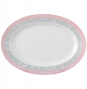 Блюдо 24 см овальное  Thun "Яна /Серый мрамор с розовым кантом" / 056336