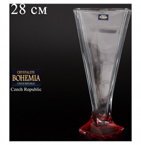 Ваза для цветов 28 см н/н  Crystalite Bohemia "Квадро /Красное дно" / 080384