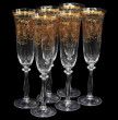 Бокалы для шампанского 190 мл 6 шт  Crystalex CZ s.r.o. &quot;Анжела /Золотой кант /Узор&quot; / 143472