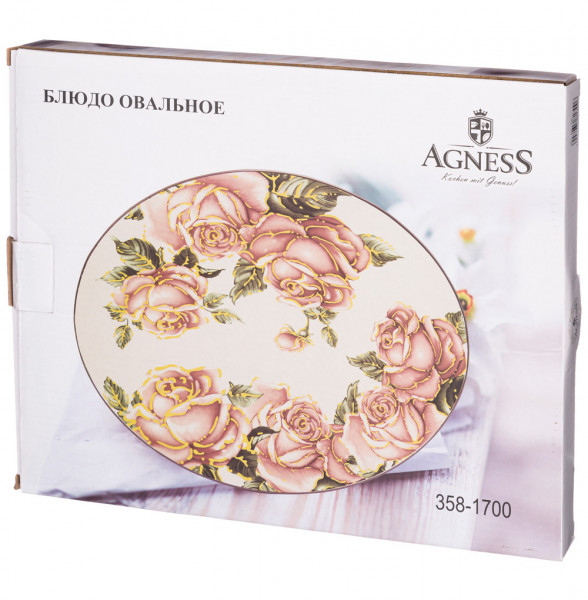 Блюдо 31,5 х 25,5 х 3 см овальное  Agness &quot;Корейская роза&quot; / 234417