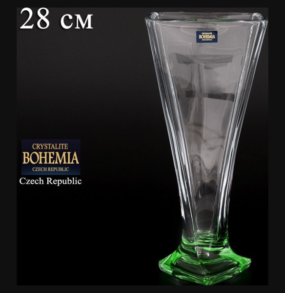 Ваза для цветов 28 см н/н  Crystalite Bohemia &quot;Квадро /Зелёное дно&quot;  / 080385