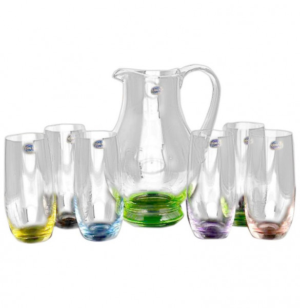 Набор для воды 7 предметов (кувшин 1,5 л + 6 стаканов)  Crystalex CZ s.r.o. &quot;Ассорти&quot; / 101390