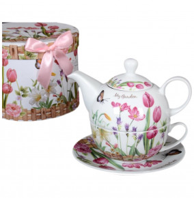 Чайный набор 3 предмета (чайная пара 350 мл + чайник 380 мл)  Royal Classics "Мой сад" / 124436