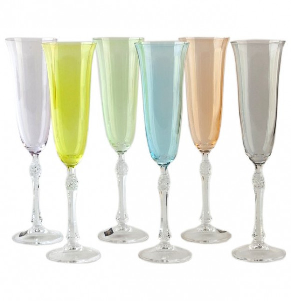 Бокалы для шампанского 190 мл 6 шт  Crystalite Bohemia &quot;Проксима /Разноцветная чашка&quot; / 155658