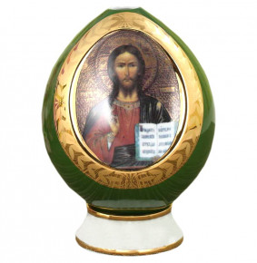 Яйцо-подсвечник 11,5 см на подставке пасхальное  Leander "Спаситель" зелёное  / 158822