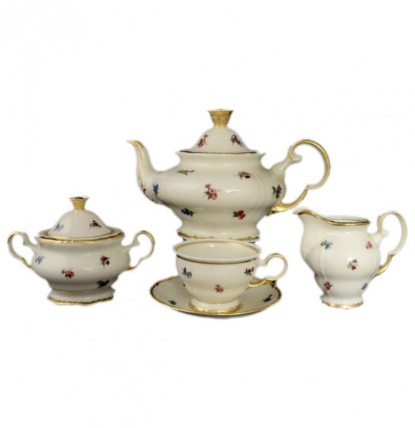 Чайный сервиз на 6 персон 15 предметов  Bohemia Porcelan Moritz Zdekauer 1810 s.r.o. &quot;Анжелика /Мелкие цветы /СК&quot; / 057326