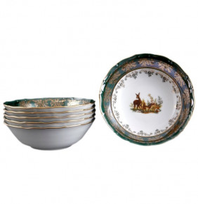 Набор салатников 16 см 6 шт  Royal Czech Porcelain "Фредерика /Охота зелёная" / 094529