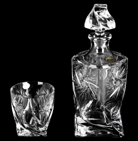 Набор для виски 7 предметов (графин 850 мл + 6 стаканов по 340 мл)  Crystalite Bohemia &quot;Квадро /26008&quot; / 006629