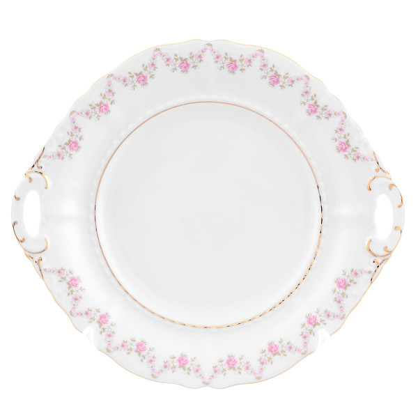 Пирожковая тарелка 27 см с ручками  Leander &quot;Соната /Розовый цветок&quot; / 047216