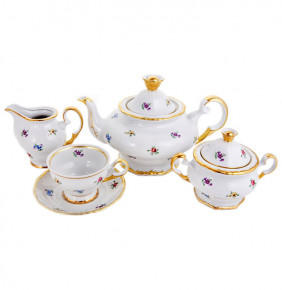 Чайный сервиз на 6 персон 15 предметов  Bohemia Porcelan Moritz Zdekauer 1810 s.r.o. "Анжелика 845 /Мелкие цветы" / 122569