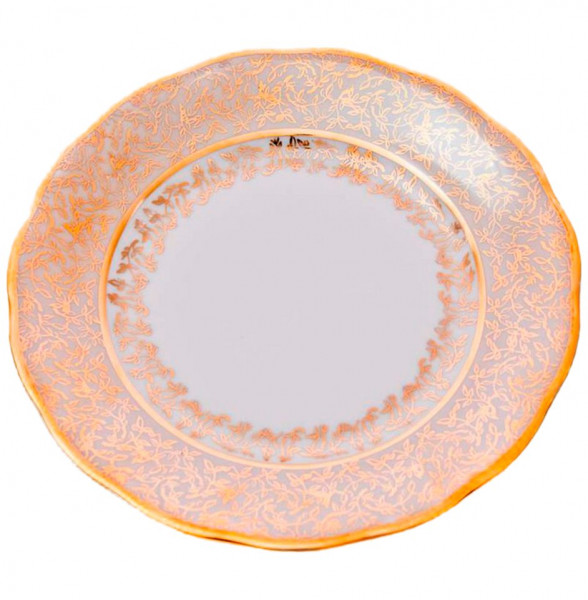 Набор тарелок 19 см 6 шт  МаМ декор &quot;Фредерика /Золотые листики на бежевом&quot; / 001869