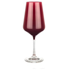 Бокалы для красного вина 450 мл 6 шт  Crystalex CZ s.r.o. "Сандра /Красные" прозрачная ножка / 246588