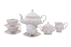 Чайный сервиз на 6 персон 15 предметов  Leander "Соната /Розовый цветок" / 137115