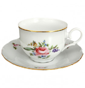 Набор чайных пар 230 мл 6 шт низкие  Bohemia Porcelan Moritz Zdekauer 1810 s.r.o. "Офелия /Полевой цветок" / 013591