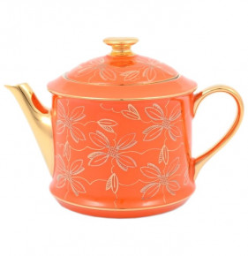 Заварочный чайник 400 мл  Leander "Виндзор /Золотые цветы /оранжевый" / 147231